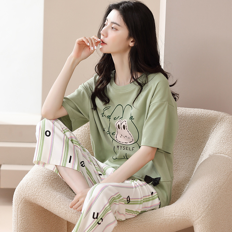 Bộ mặc nhà cotton tay ngắn quần lỡ 6103