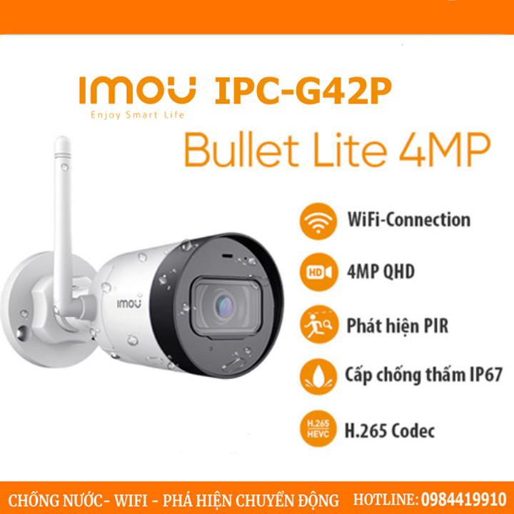 Camera IP Wifi ngoài trời Imou IPC-G42P 4MPX hàng chính hãng DSS Việt Nam