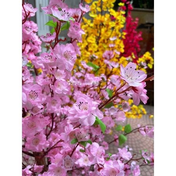 Cây hoa đào giả - Cây mai giả - Size từ 140cm đến 200cm - Cây giả, hoa lụa Decor trang trí nhà cửa