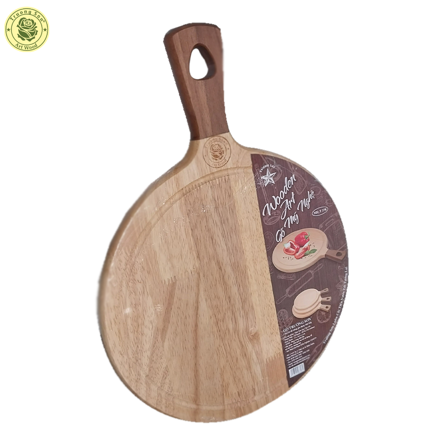 Thớt Gỗ Cao Su Tay Cầm Tròn Dài 34, 37, 40 cm  - Đồ Gỗ Nhà Bếp Thương Hiệu Trường Sơn