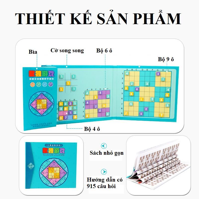 Đồ chơi bộ Sodoku 915 level 4 trong 1 bìa gỗ và số dính từ Montessori KB216017