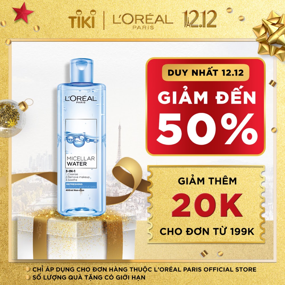 Nước tẩy trang Loreal Micellar Water 3-in-1 Refreshing Even For Sensitive Skin