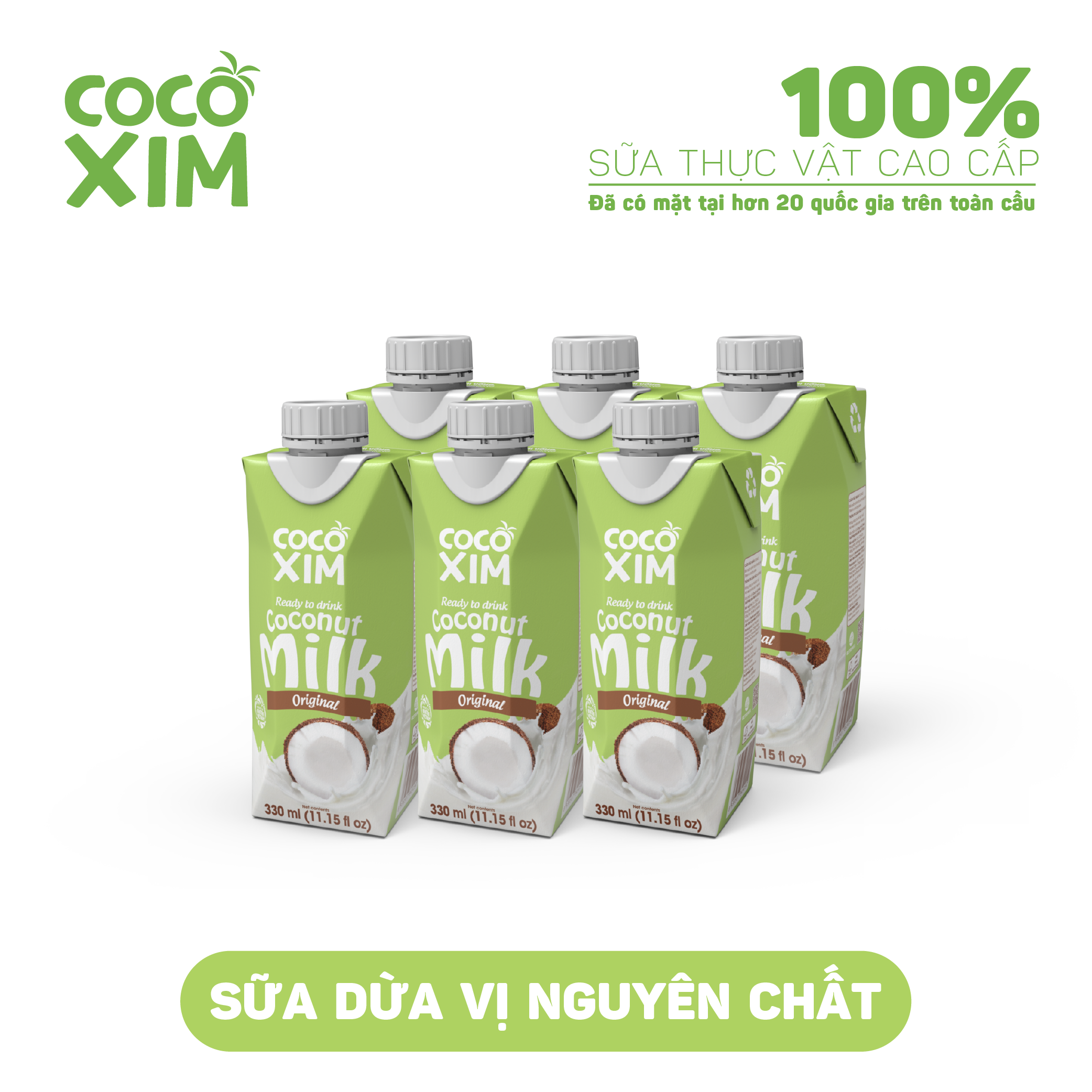 Combo 6 Hộp Sữa Dừa Cocoxim Nguyên Chất 330ml/Hộp
