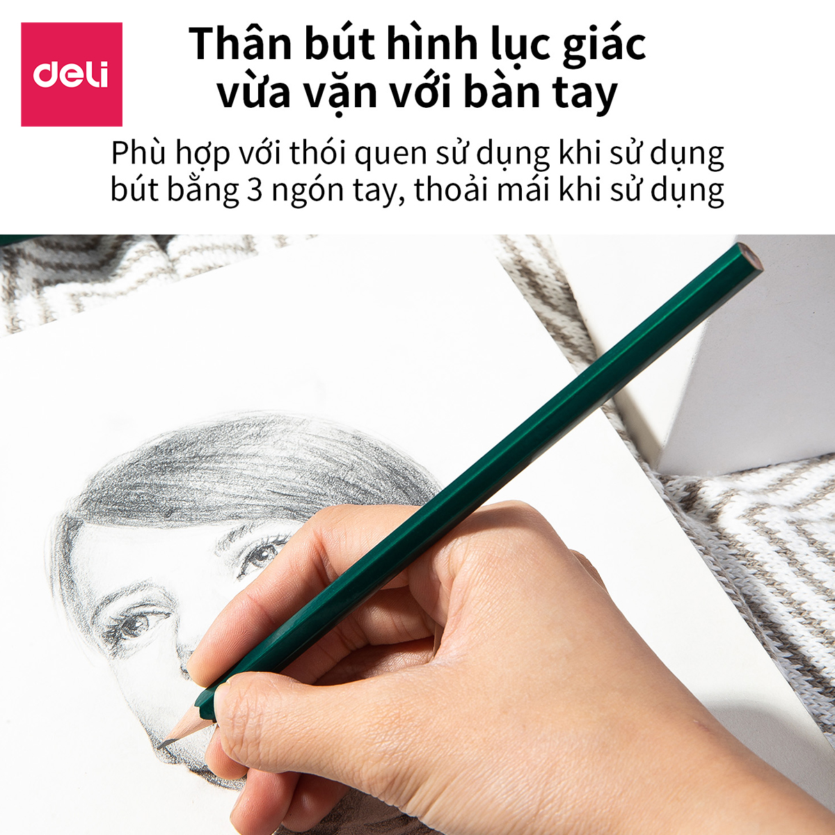  Bút chì lục giác Deli - loại 2B/HB - 10 chiếc/hộp - 33311 / 33312