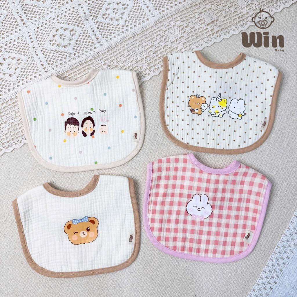 Yếm Vải Xô Muslin Cho Bé 4 Lớp Cao Cấp, khăn yếm quàng đeo cổ cho trẻ sơ sinh, bé trai, bé gái