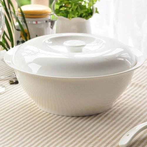 Thố sứ trắng có nắp 9inch 24cm