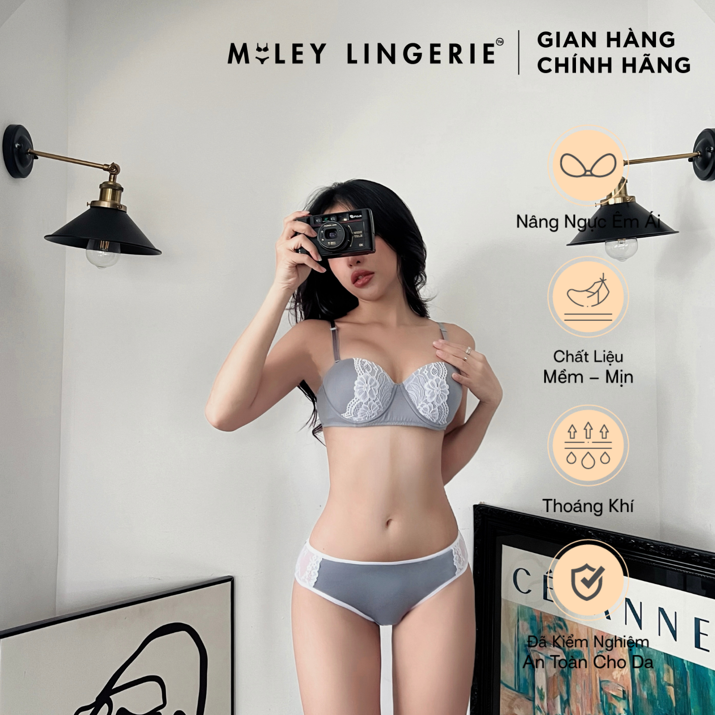 Bộ Áo Và Quần Melange High-Cut Sporty Chic Xám Miley Lingerie - BRC-FCB01