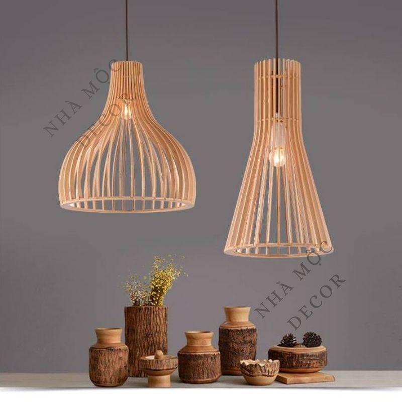 Đèn gỗ thả trần trang trí mẫu TT04