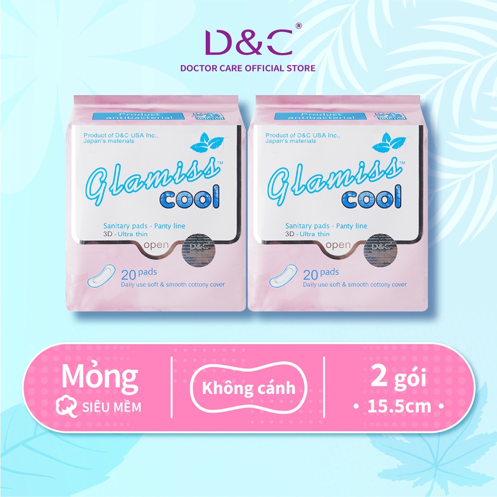 Combo 2 Băng vệ sinh hàng ngày Glamiss Cool ,BVS thảo dược 16cm siêu mát siêu khô thoáng