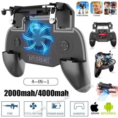 Tay Cầm Chơi Game Tích Hợp - Kèm Sạc Pin 2000Mah PUBG ROS FF nút bắn có quạt tản nhiệt SR3