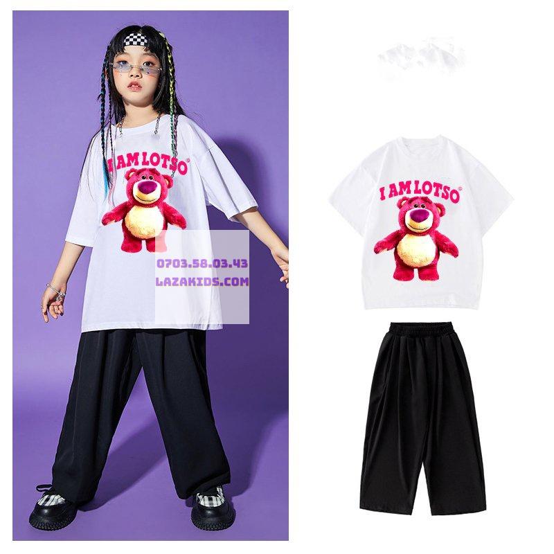 Sét đồ bé gái quần ống rộng áo thun phong cách hiphop đẹp thể thao cho bé gái năng động size đại 25kg -50kg mặc đi học