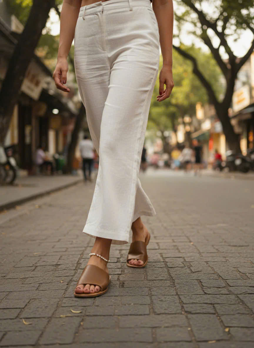 Dép Lê Quai Ngang Da Bò thời trang thiết kế Hity FTW001