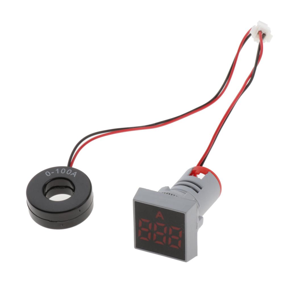 22mm AC 0-100A Ammeter Current Meter LED Digital Display Mini Square