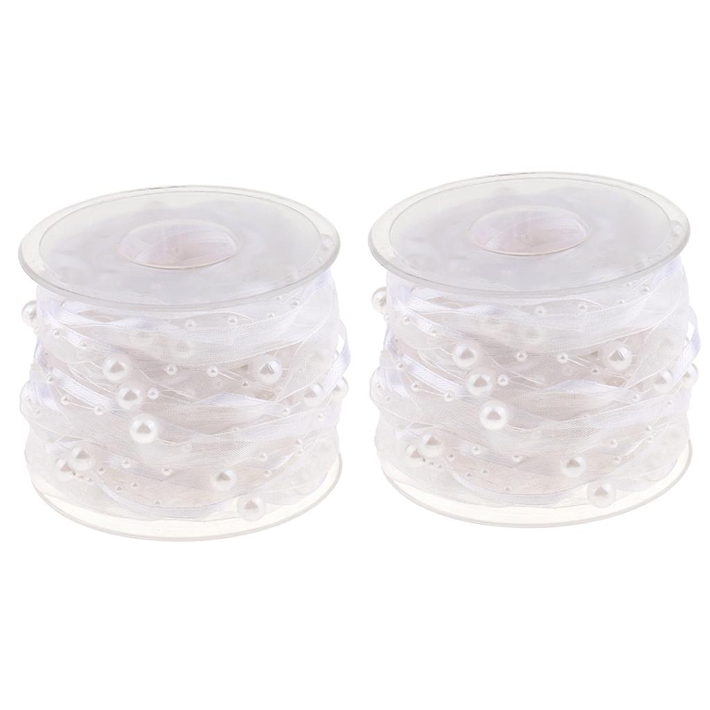 2X10 M Dây Đính Hạt Ruy Băng, Ngọc Trai, Dây Nơ Và Ruy Băng