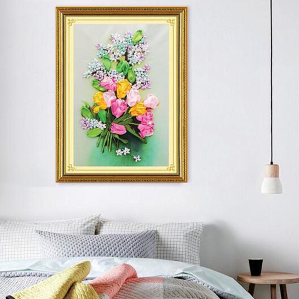 Ribbon Embroidery Kits DIY Painting Kit Stamped Cross Stitch Gifts