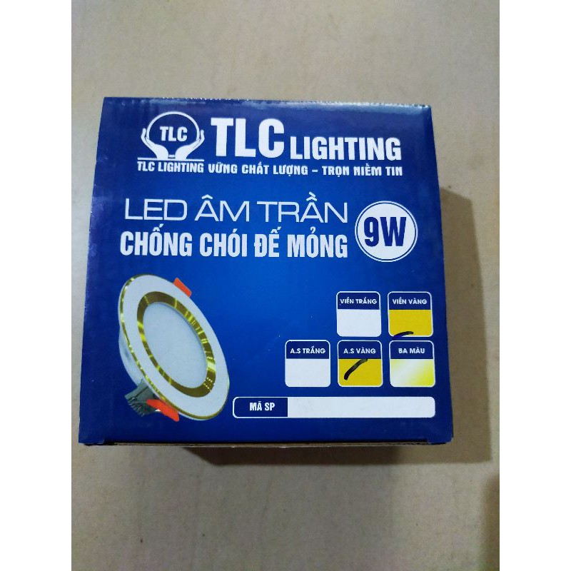 Đèn led âm trần 3 chế độ 9w/135 viền vàng
