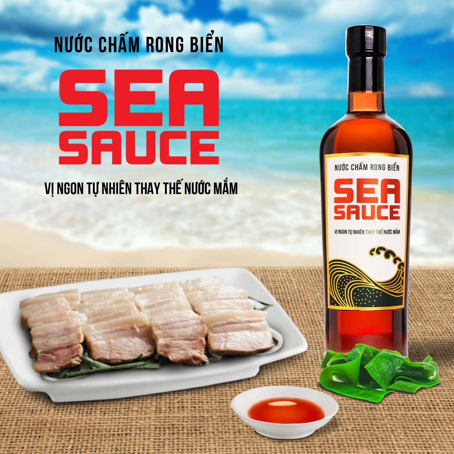 Đặc Sản Phan Thiết - Combo 1 Chai Nước Chấm Rong Biển Sea Sauce 500Ml Từ Rong Biển Và Đậu Nành Có Vị Ngon Tự Nhiên + 1 Chai Nước Mắm Chay Shiitake 500Ml Từ Đậu Nành Và Nấm Ngọt Shiitake Nhật Bản