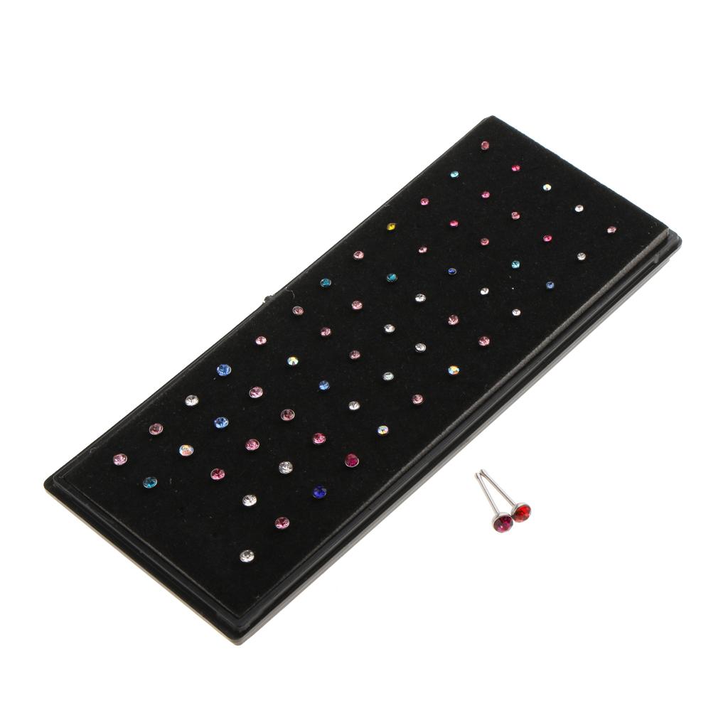 60pcs Stainless Steel Nose Rings Studs Body Piercing Jewelry Multi-Color
