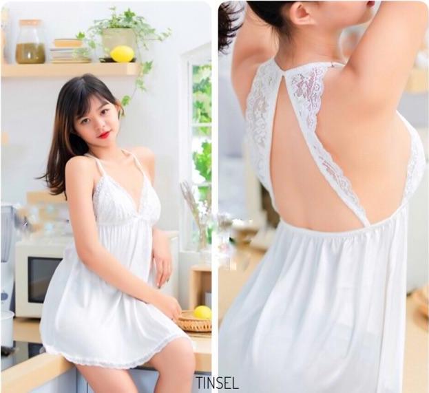 Hình ảnh  Váy ngủ lụa cao cấp Tinsel - váy ngủ lụa sexy - đầm ngủ thiết kế - sleepwear - pijama