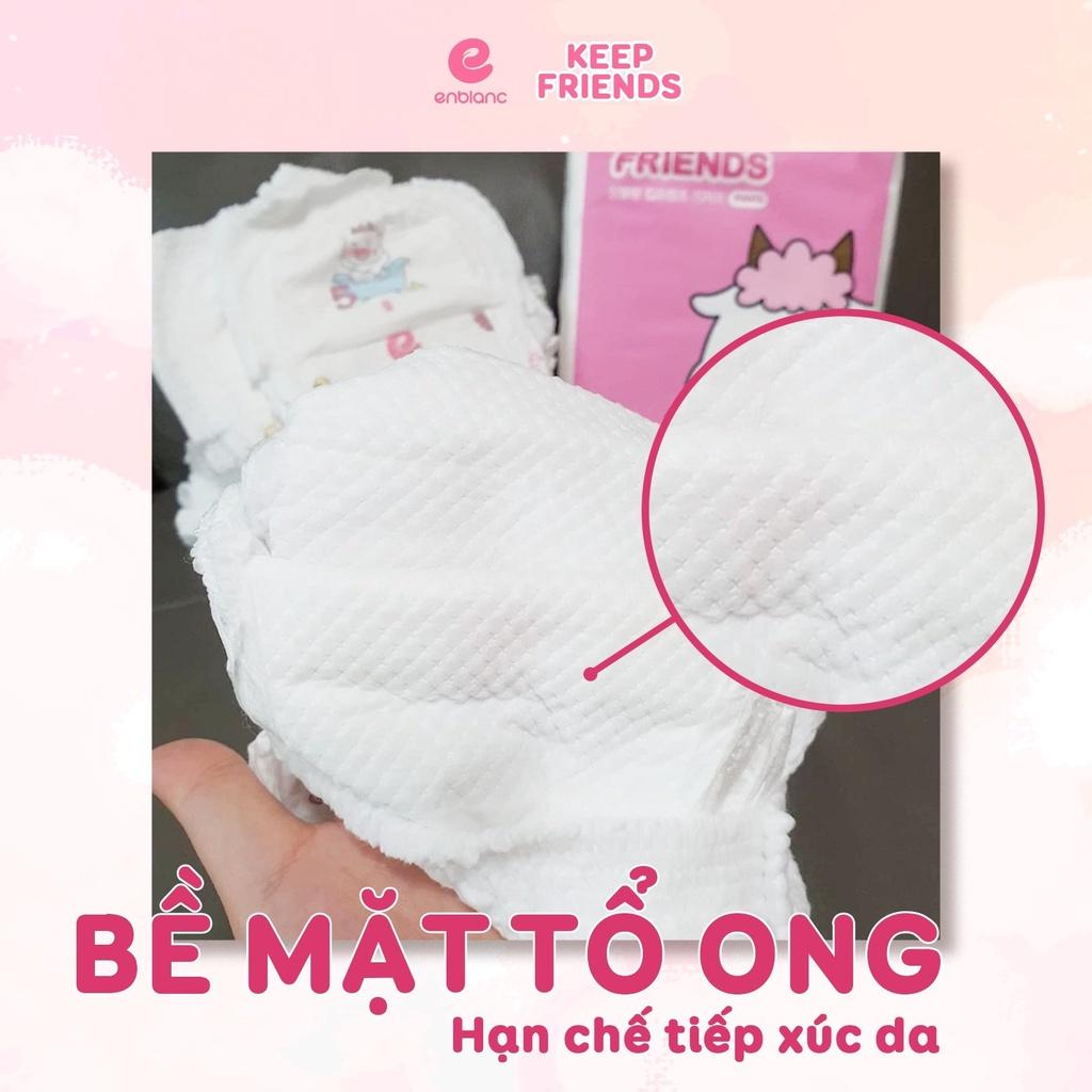 Combo 3 Bịch Tã Quần Cao Cấp Hàn Quốc ENBLANC KEEP FRIENDS Cho Bé Gái Size XL (11-16kg) 22 Miếng Mỏng Nhẹ, Thấm Hút Nhanh, Chống Tràn