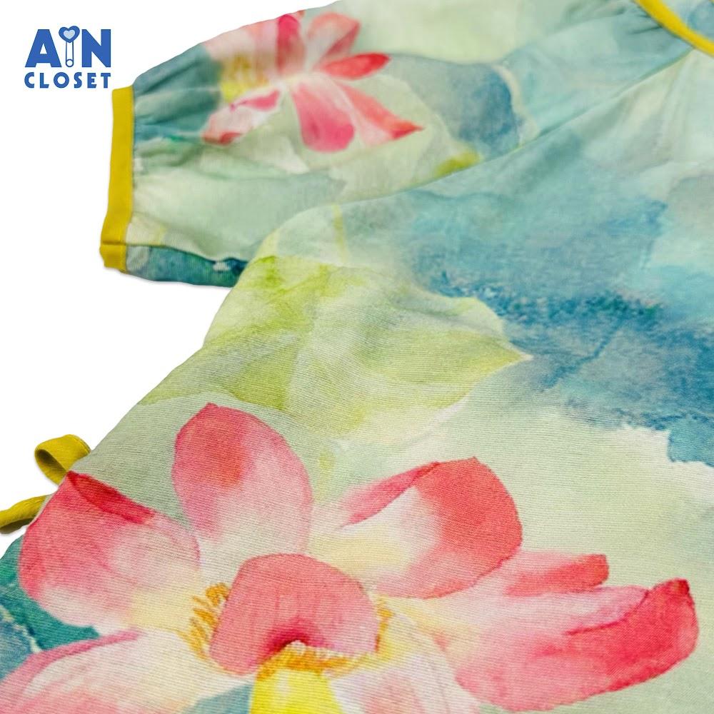 Bộ Áo Dài bé gái họa tiết Sen Vàng lụa tơ - AICDBGHLJRCI - AIN Closet