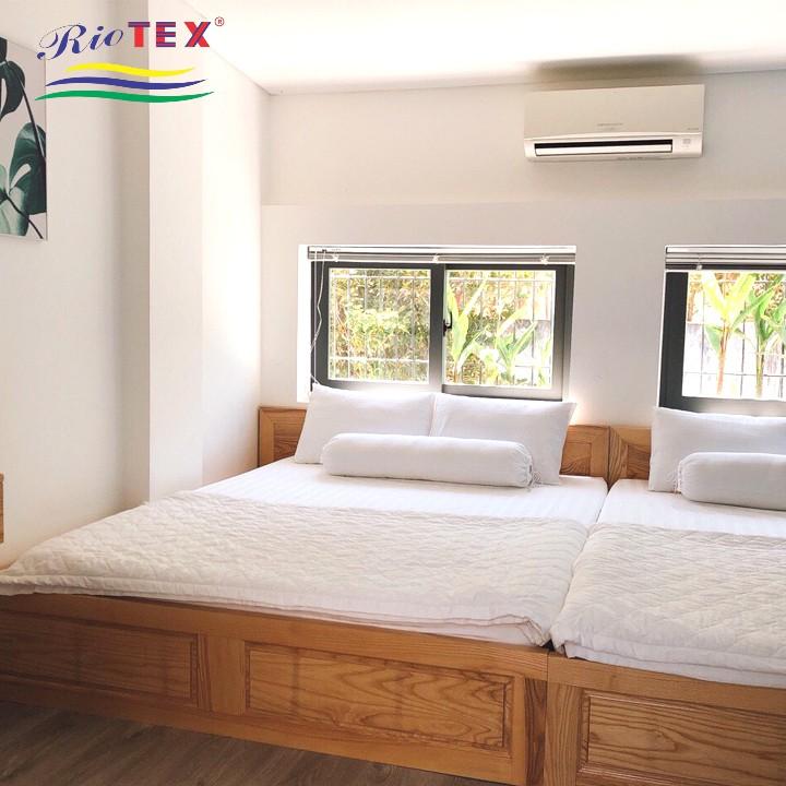 Trọn bộ chăn ga gối trắng trơn RIOTEX1m/1m2/1m4/1m6/1m8 cho khách sạn, bệnh viện, nhà nghĩ, homestay