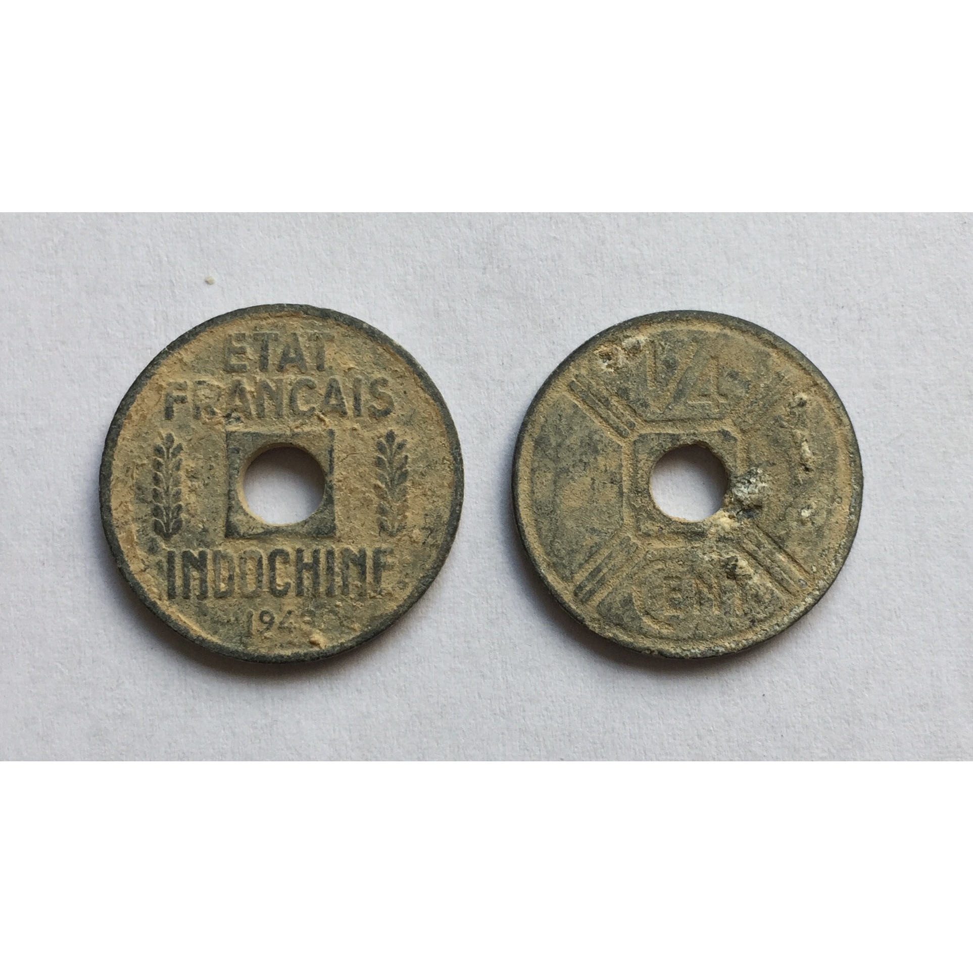 Xu Cổ Xưa Đông Dương 1/4 Cent Năm 1941-1944 [Tiền Cổ Xưa Sưu Tầm]