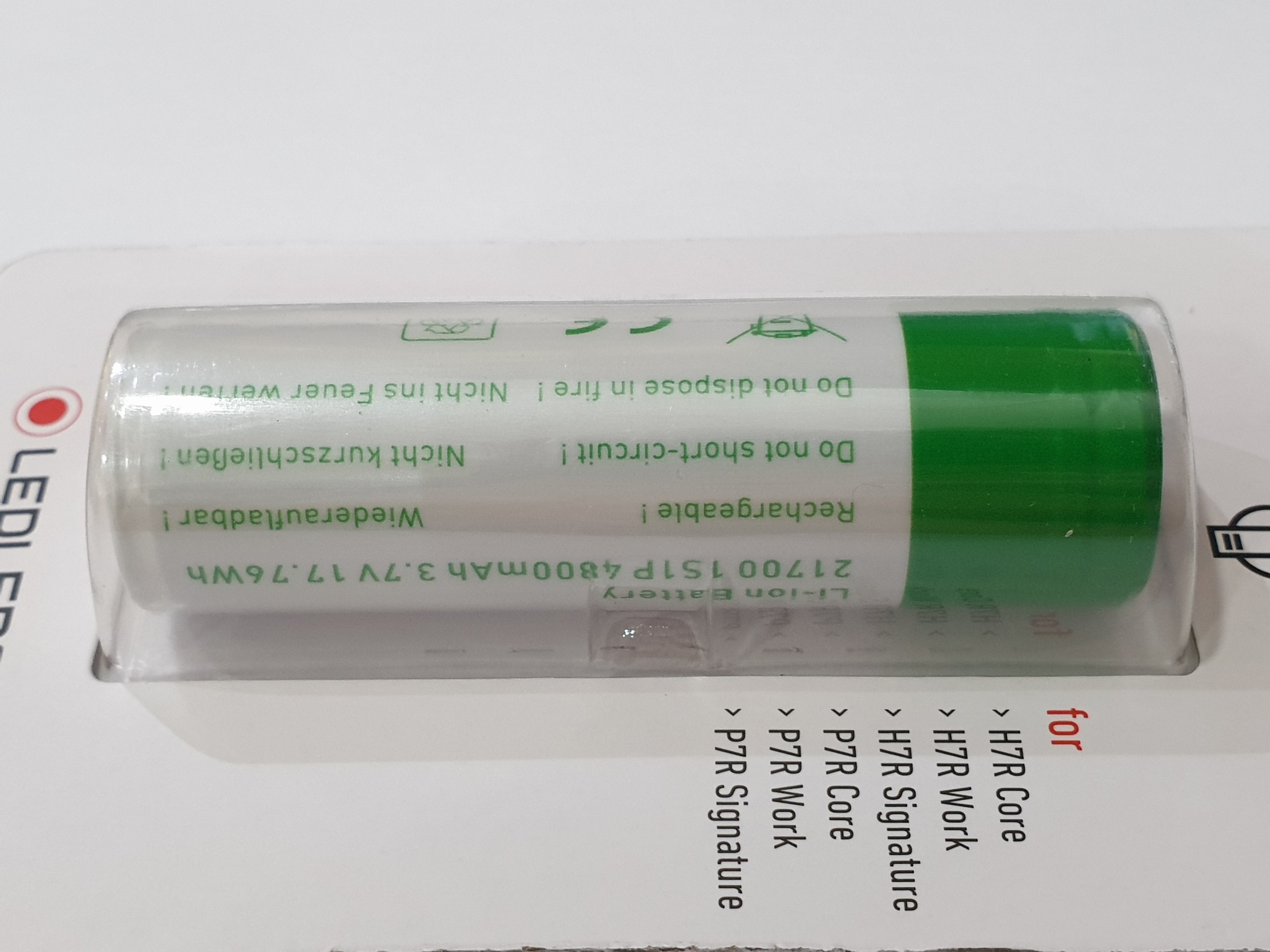 Phụ kiện Pin sạc Lithium - ion Ledlenser 4800 mAh 3.7 volt 21700 dành cho đèn pin H7R Core, H7R Work, H7R Signature, P7R