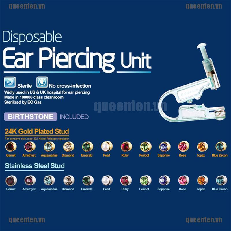 Disposable Blue Ear Sterile Piercing Kit within 1pc Ear Ring +1Pc Pad QUVN