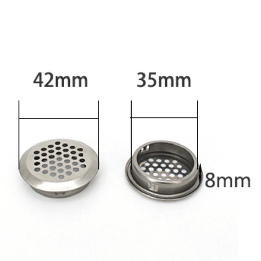 2X Cabinet Air Vents Cover Stainless Steel Round Vent Mesh Hole Louver 35mm