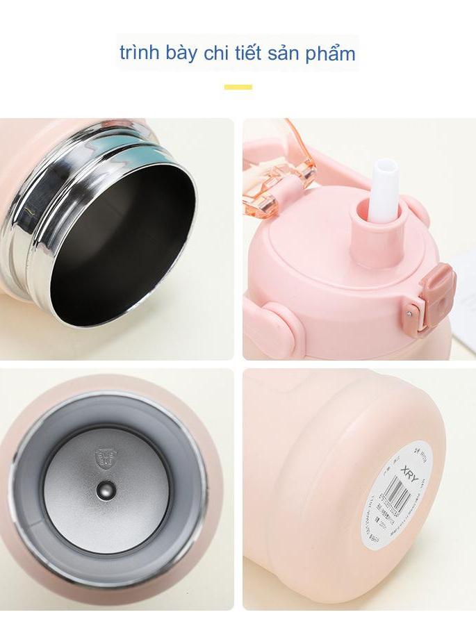 Bình giữ nhiệt 1000ml Hilogi có ống hút nắp bật , giữ nóng lạnh trên 10 giờ , quai xách chắc chắn