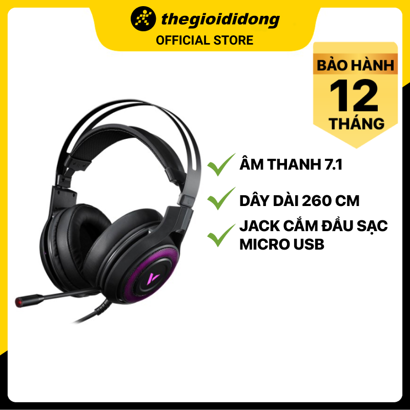 Tai nghe chụp tai Gaming Rapoo VH520C Đen - Hàng Chính Hãng