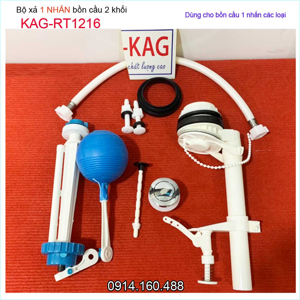 Bộ xả bồn cầu 1 nút nhấn siêu nhẹ Doco KAG-RT1216, bộ xả nước bồn cầu 1 nút nhấn trọn bộ xả