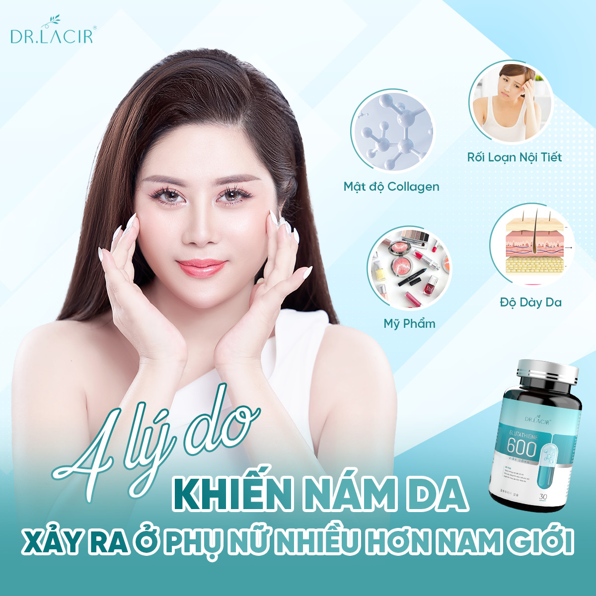 [COMBO 5 HỘP] Viên Uống Glutathione 600 - Viên Uống Nám Trắng Da Glutathione Dr.Lacir [Chính Hãng Dr Lacir]