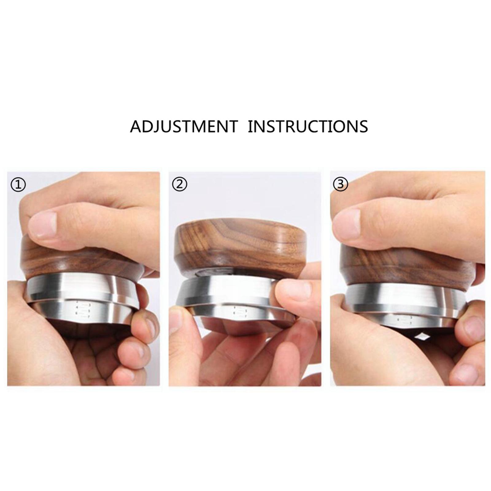 Coffee Distributor/Leveler Tool, Coffee Tamper, Stainless Steel Base Wood Handle, Adjustable, Powder Press