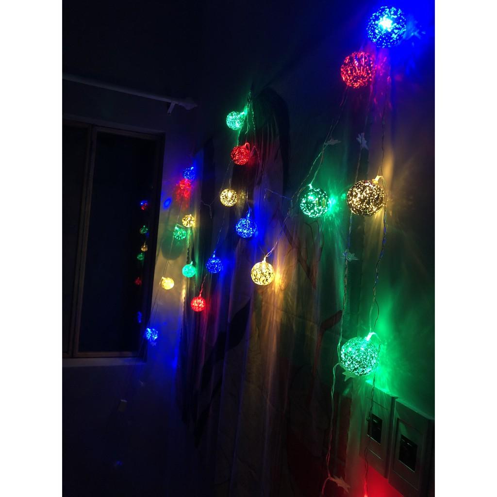 Đèn nháy quả cầu mây cotton thái lan nhiều màu 4m 20 bóng
