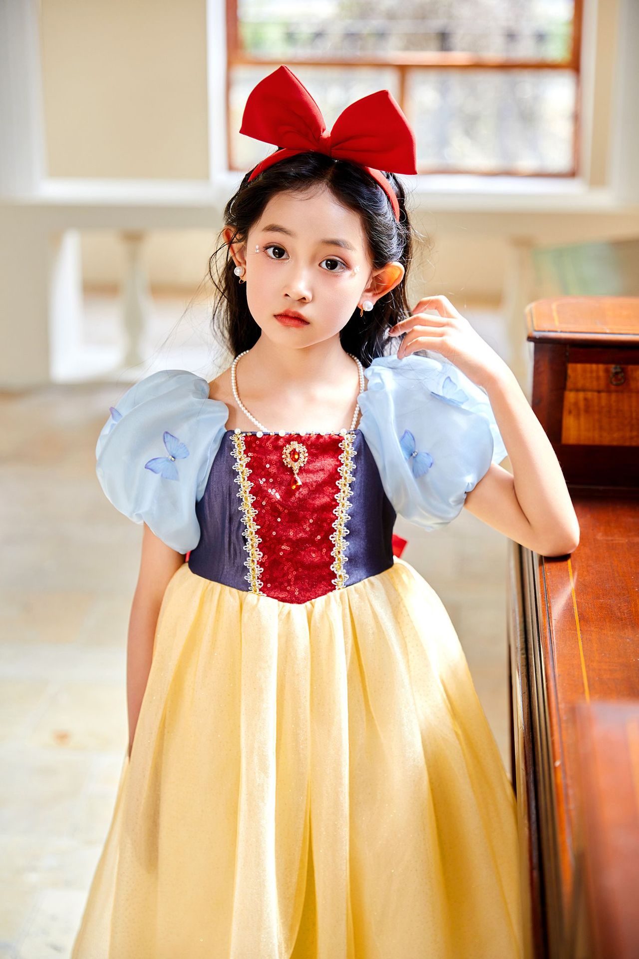 Đầm công chúa bạch tuyết cho bé gái hóa trang cosplay Halloween (tặng kèm cài tóc)