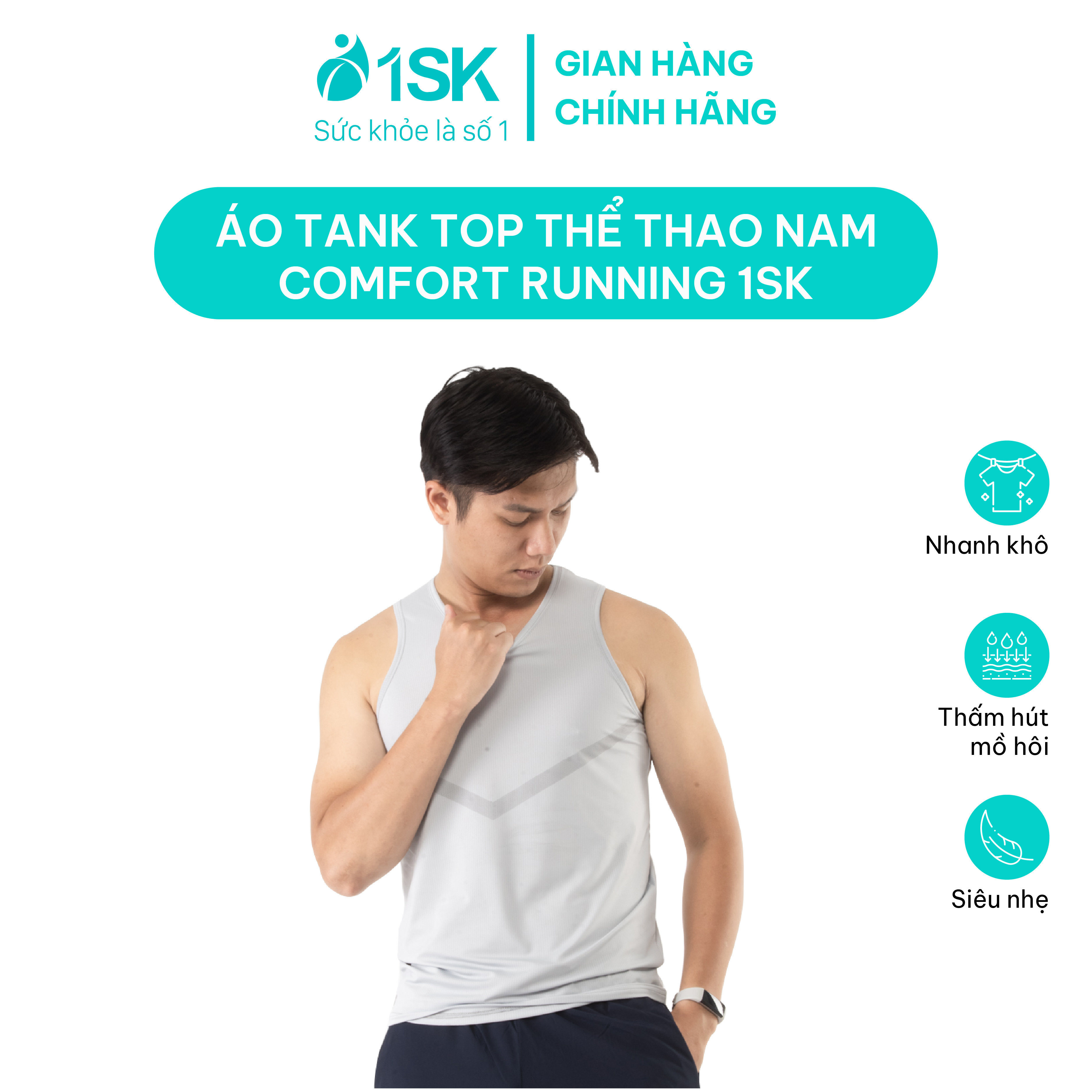 Áo tanktop thể thao nam 1SK Comfort Running áo ba lỗ mềm mại thoáng mát co giãn tốt