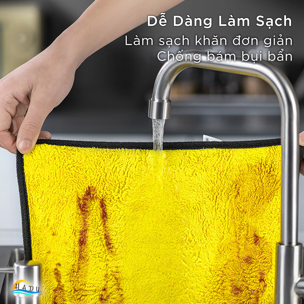 [4 Cái] Khăn Lau Bếp Đa Năng Siêu Thấm Siêu Sạch 30x30 Dày Hai Lớp Nhiều Màu Cao Cấp Đạt Chất Lượng Đức CCKO