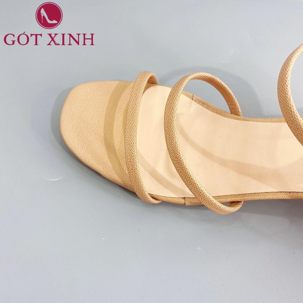 Sandal Cao Gót Gót Xinh GX283 5cm Da Mềm Hai Quai Đế Trụ Vuông