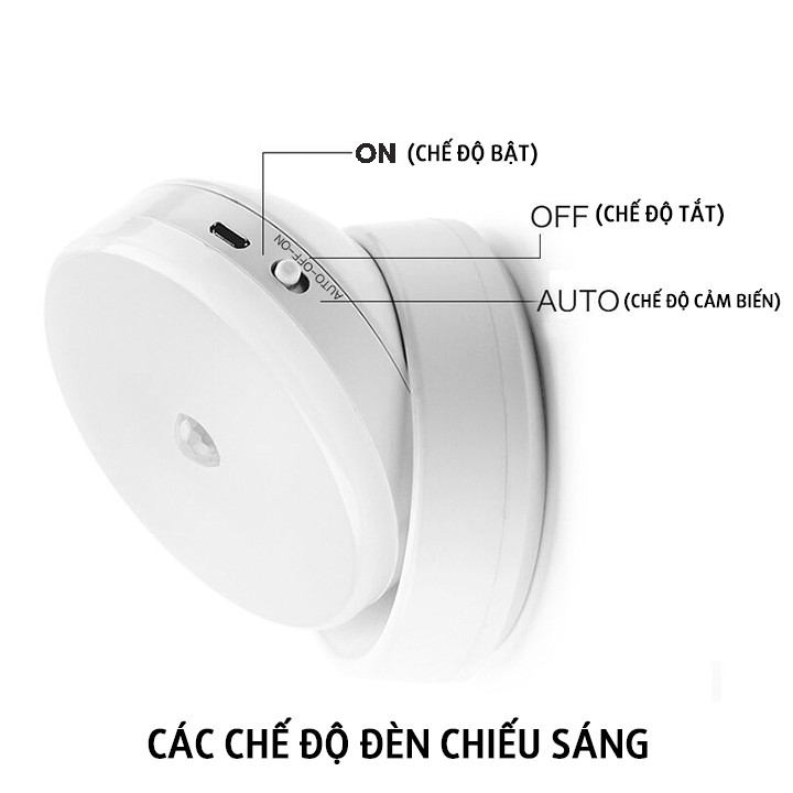 Đèn LED cảm ứng, cảm biến thông minh không dây, Pin sạc, nhận diện người có nam châm gắn tường xoay 360 độ làm đèn học, cho phòng ngủ, nhà vệ sinh, cho tủ quần áo, cầu thang, ban công, hành lang - MH2011