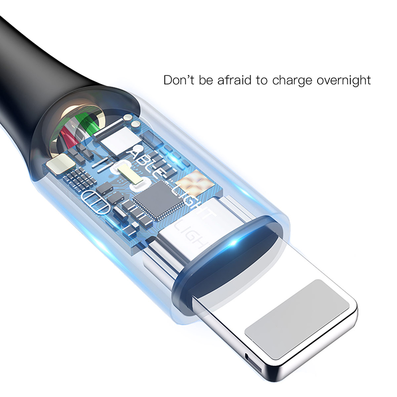 Cáp sạc iPhone Baseus C-shaped Light Intelligent power-off Cable Blue CALCD-03 - Hàng chính hãng