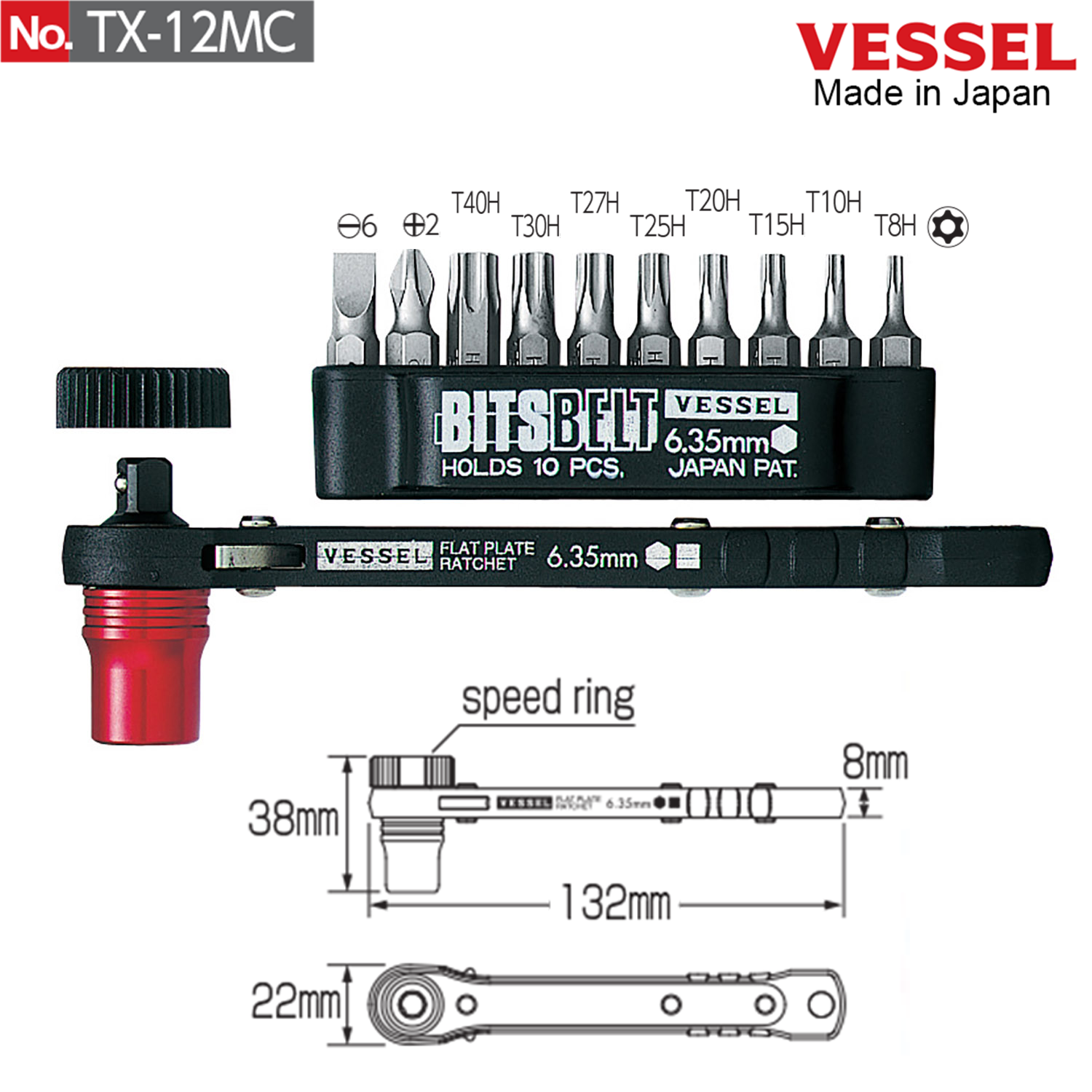 Bộ tô vít trượt đa năng Torx No.TX- Vessel - Nhật Bản