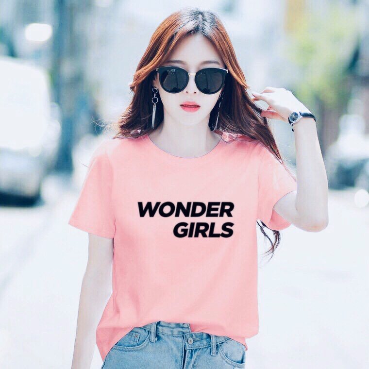 Áo thun nữ cổ tròn form rộng in chữ Wonder Girls thun cotton 4 chiều ( ANU021 )