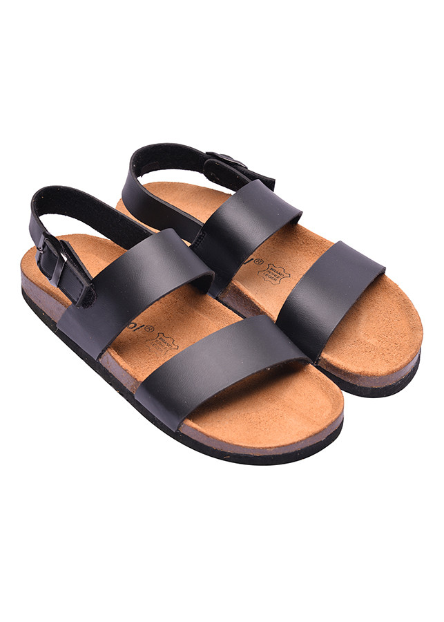 Giày Sandal Nữ 2 Quai Đen Đế Trấu HuuCuong 2150