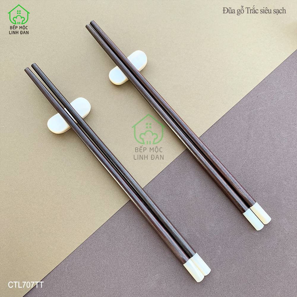 (5 Đôi) Đũa Gỗ Trắc Tự Nhiên Cẩn Xà Cừ Trắng - Kháng Khuẩn Siêu Sạch [CTL707TT-5]