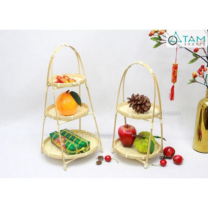 Kệ mẹt tre nhiều tầng đựng trái cây quai xách T-MTRN-08