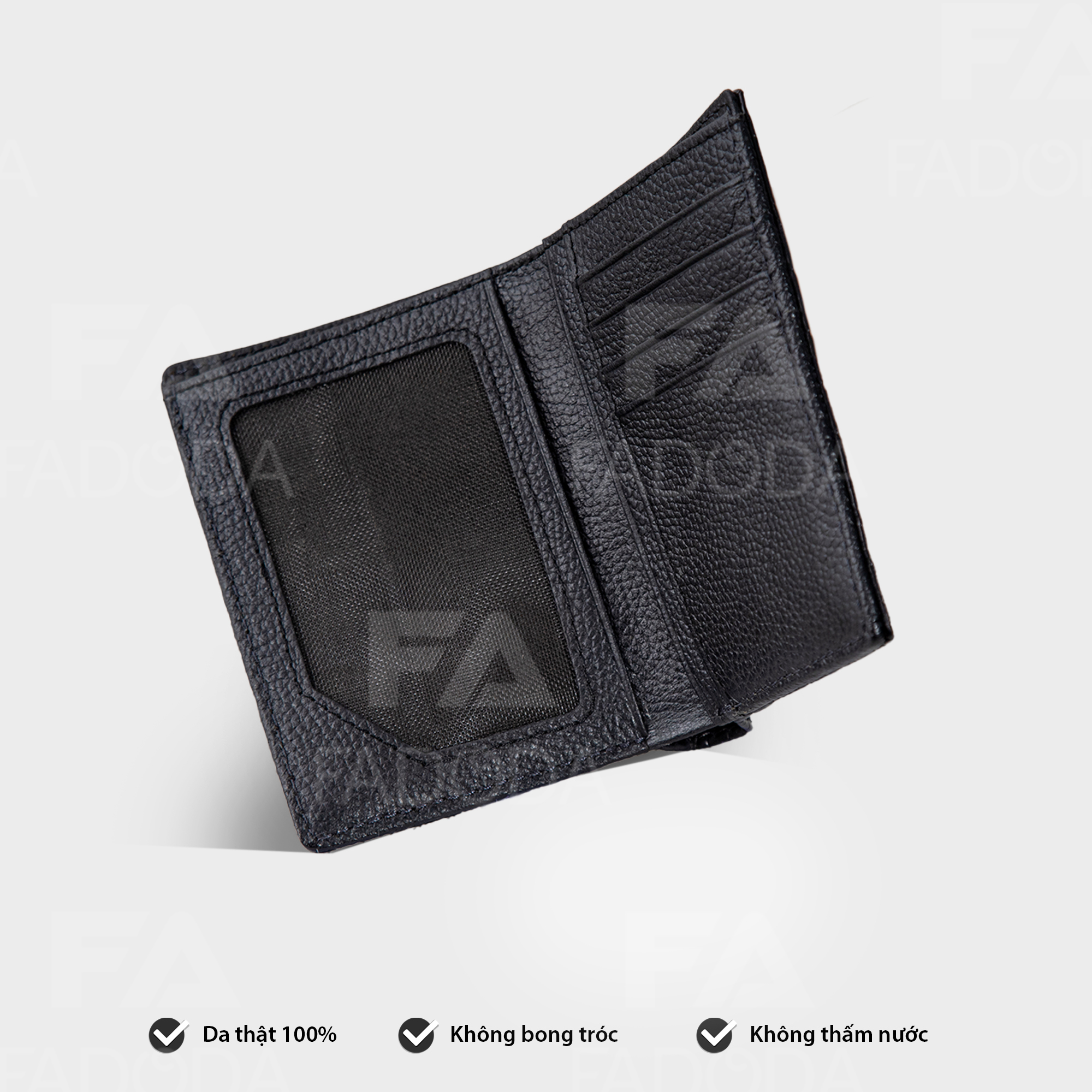 Bóp Đứng Da Cá Sấu Thật Thiết Kế Chuẩn CW01-01B {Màu Đen-Da Bụng} Fadoda