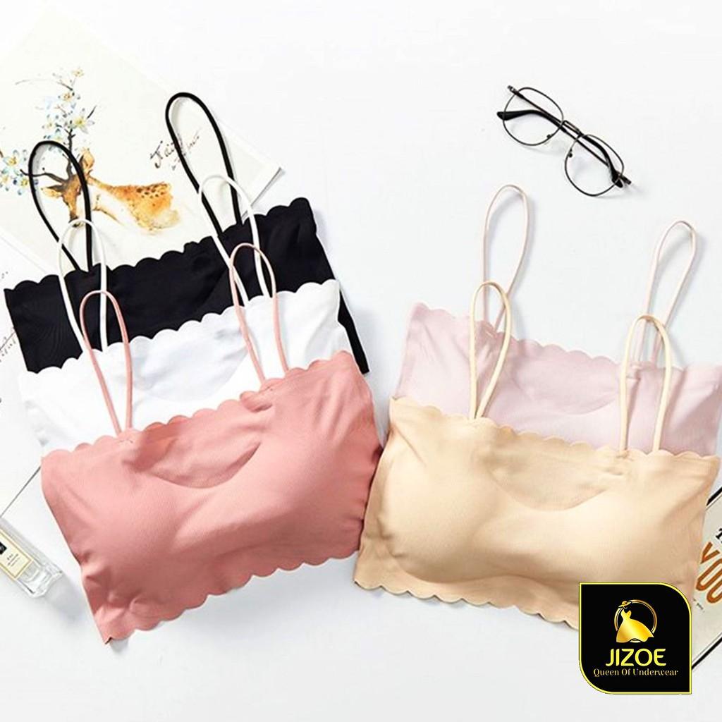 Áo Bra nữ quây hai dây Hàn Quốc cài sau gân tăm thông hơi thoáng mát co giãn nâng ngực Sexy gợi cảm JIZOE ALT59
