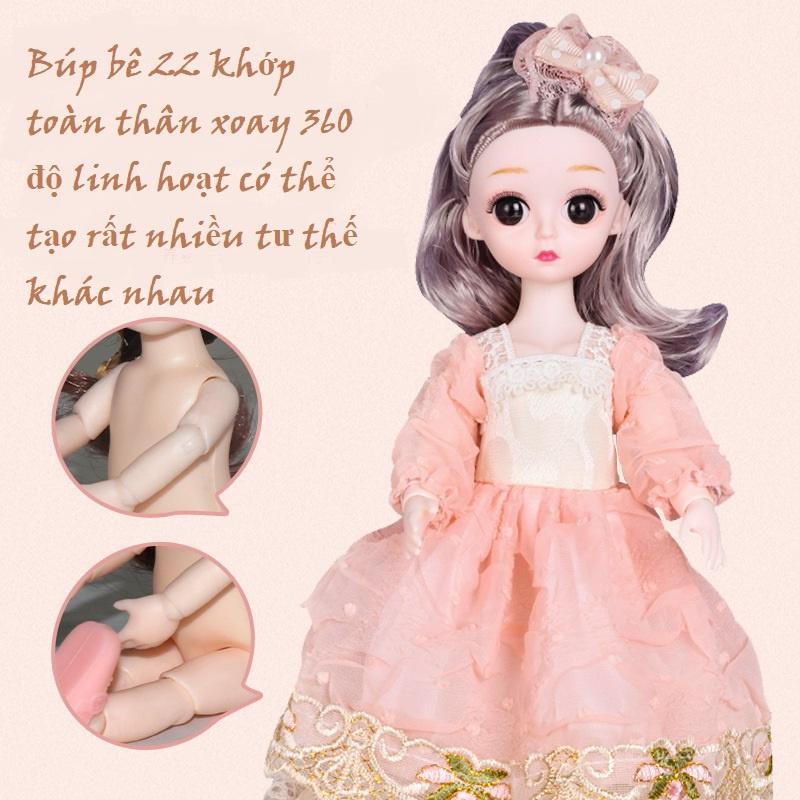 HỘP BÚP BÊ QUÀ TẶNG BÚP BÊ 30CM 22 KHỚP MẮT ĐÁ SIÊU ĐẸP VÁY LỄ PHỤC REN DẠ HỘI ĐẦM CÔNG CHÚA